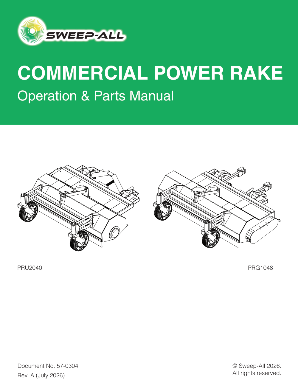 First-page cover of Power Rake User Instructions