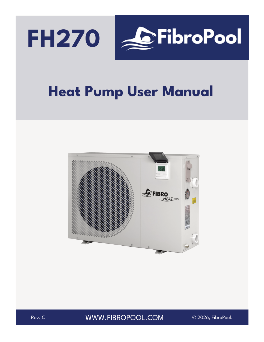 First-page cover of FibroPool FH270 Heat Pump User Manual